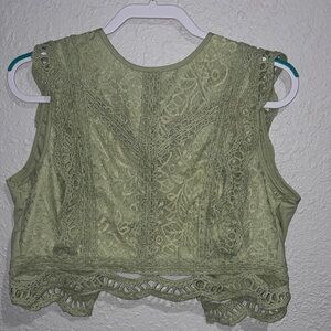 SHEIN Lace Crop Top - Olive Green. NWT Medium